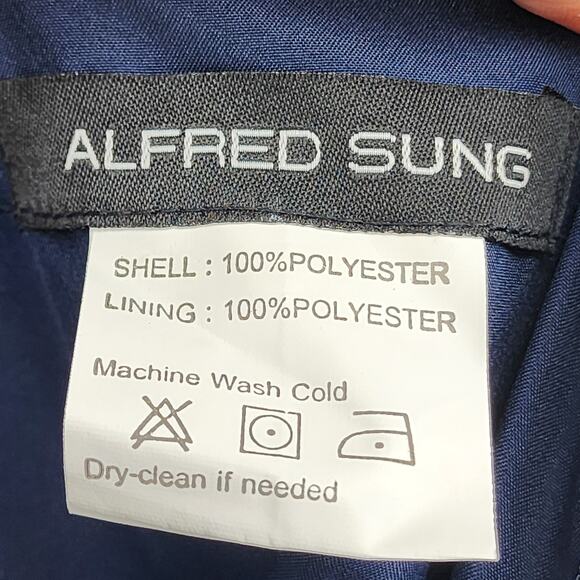 Alfred Sung D758 Sateen Twill V-Neck Bridesmaid Gown in Midnight Blue Size 16 - Picture 5 of 6